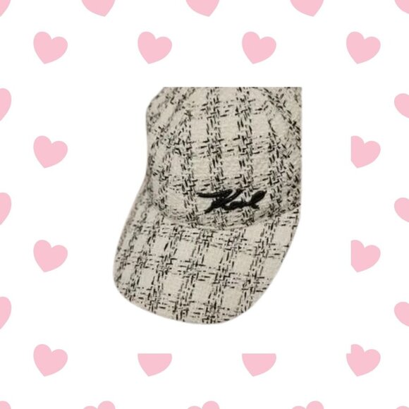 Karl Lagerfeld Paris Adjustable Black and White Tweed Hat NWT - Picture 6 of 7